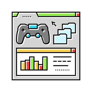 Analytics game development color icon vector illustration 스톡 일러스트