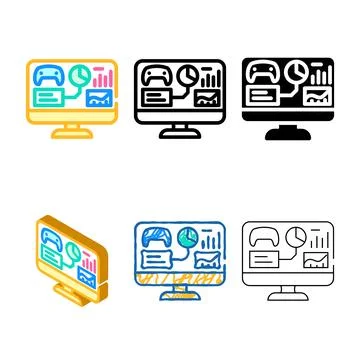 Analytics game development color icon vector range 스톡 일러스트