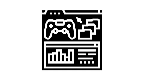 Analytics game development glyph icon animation Stock Footage 326152215