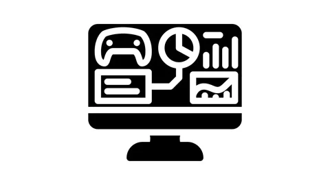Analytics game development glyph icon animation Stock Footage 326743000