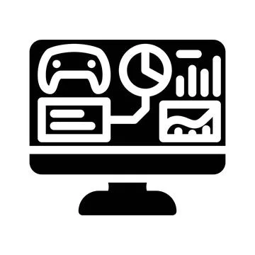 Analytics game development glyph icon vector illustration Illustrazione stock