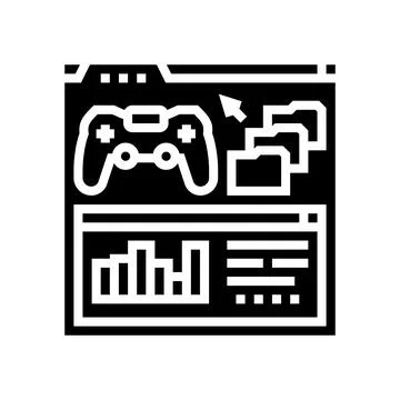 Analytics game development glyph icon vector illustration Illustrazione stock