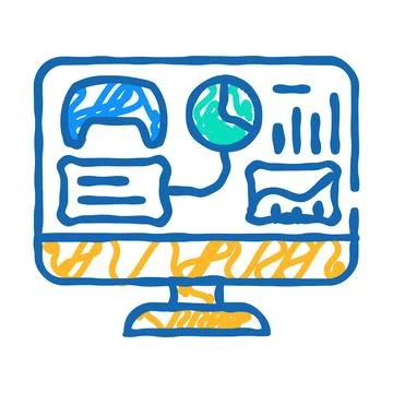 Analytics game development icon doodle illustration Stock Illustration