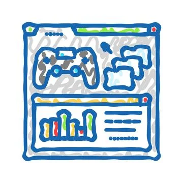 Analytics game development icon doodle illustration Stock Illustration