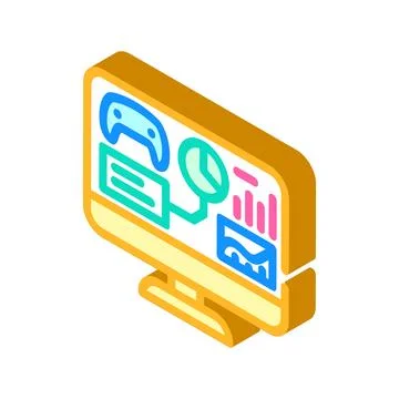 Analytics game development isometric icon vector illustration Stock Illustration