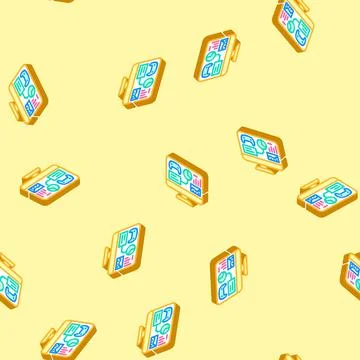 Analytics game development isometric icon seamless pattern Stock Illustration