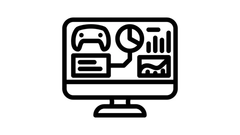 Analytics game development line icon animation Stock Footage 326760412