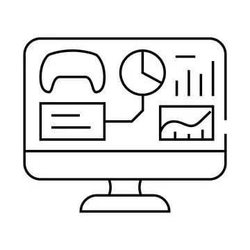 Analytics game development line icon vector illustration Stockillustratie