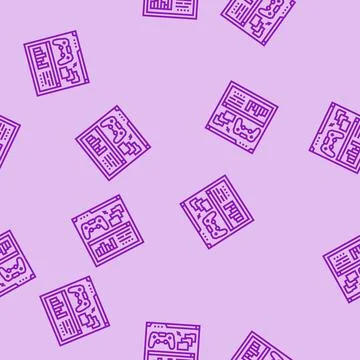 Analytics game development line seamless pattern Illustrazione stock