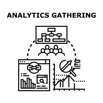Analytics gathering data research and business intelligence Stock Illustration