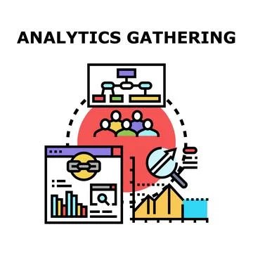 Analytics gathering data research and business intelligence Stock Illustration