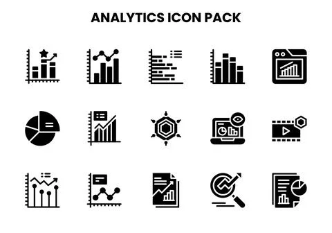 Analytics Glyph Bundle Icons Pack Stock Illustration