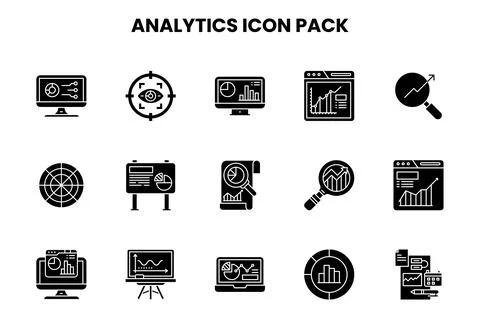 Analytics Glyph Bundle Icons Pack Stock Illustration