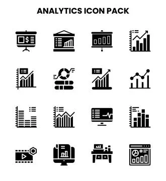 Analytics Glyph Bundle Icons Pack Stock Illustration