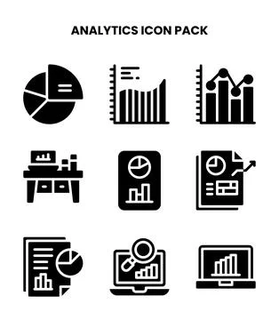 Analytics Glyph Bundle Icons Pack Stockillustratie