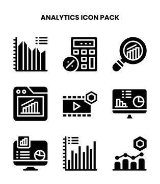 Analytics Glyph Design Icons Pack Illustrazione stock