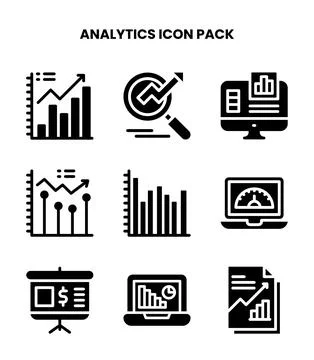 Analytics Glyph Graphics Icons Pack Stockillustratie