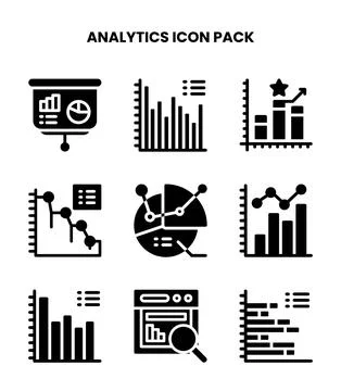 Analytics Glyph Icons Pack Stock Illustration