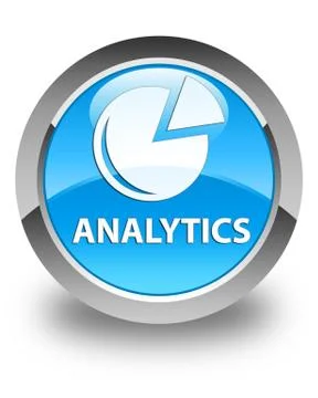 Analytics (graph icon) glossy cyan blue round button Stock Illustration