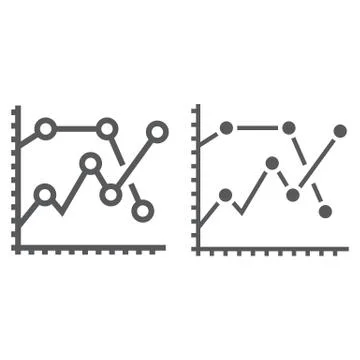 Analytics graph line and glyph icon, development Illustrazione stock