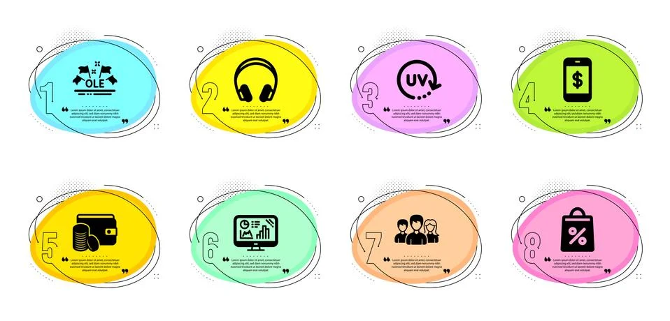 Analytics graph, Shopping bag and Teamwork icons set. Uv protection, Ole chant 스톡 일러스트