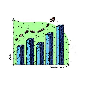 Analytics graph sketch hand drawn vector Stock Illustration