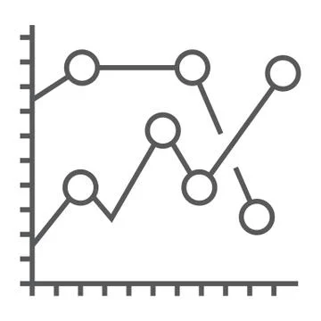 Analytics graph thin line icon, development Illustrazione stock