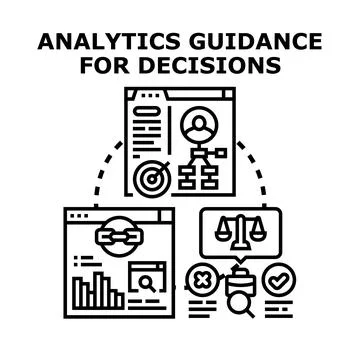 Analytics guidance for business decision making process Stock Illustration