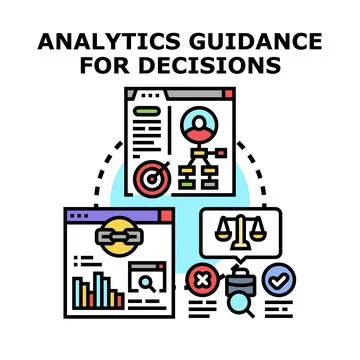 Analytics guidance for business decision making process Stock Illustration