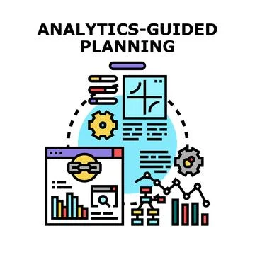 Analytics guiding business planning and strategy development Stock Illustration