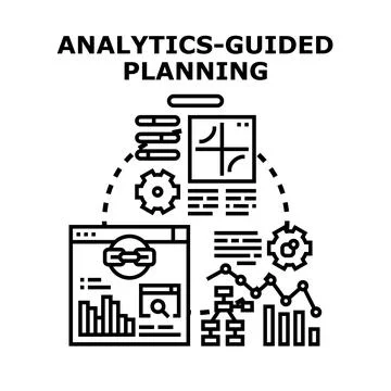 Analytics guiding business planning and strategy development Stock Illustration