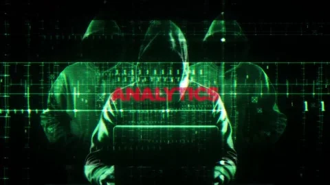 Analytics on hacking screen in technology Stock Footage 339077359