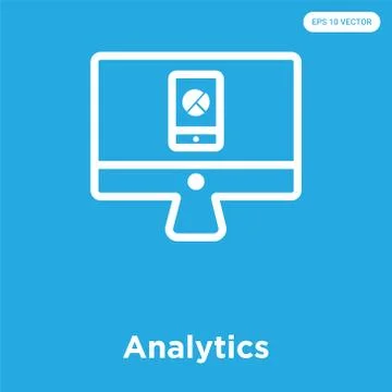 Analytics icon isolated on blue background Free Stock Illustration