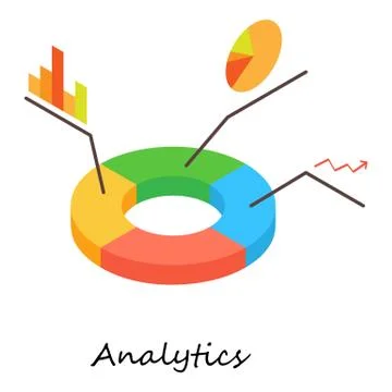 Analytics icon, isometric 3d style 스톡 일러스트