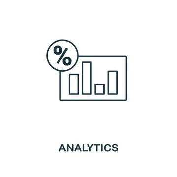 Analytics icon. Outline style thin design from business icons collection. Pixel Illustrazione stock