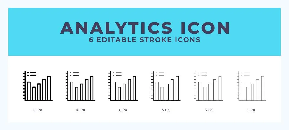 Analytics icon set with different stroke. Vector illustration with editable.. Illustrazione stock