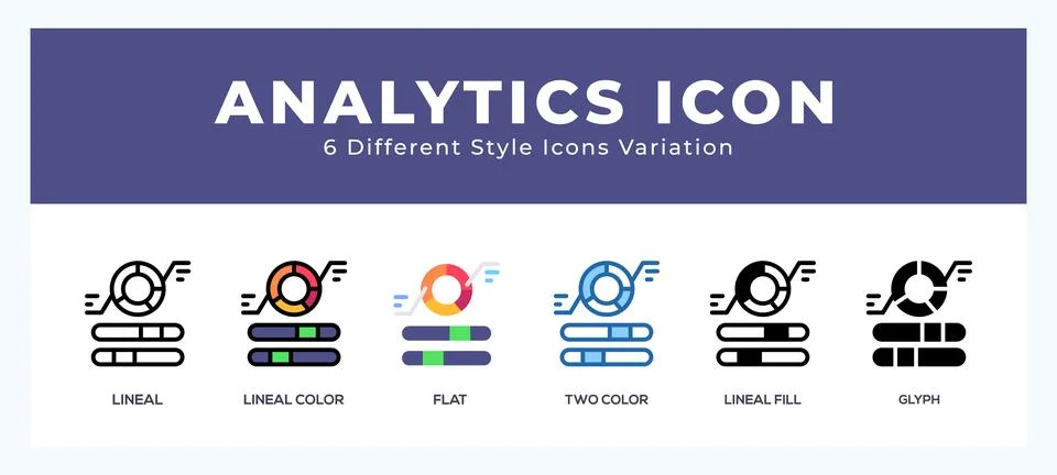 Analytics icon set with different styles. Design elements for logo. Vector .. Stock Illustration
