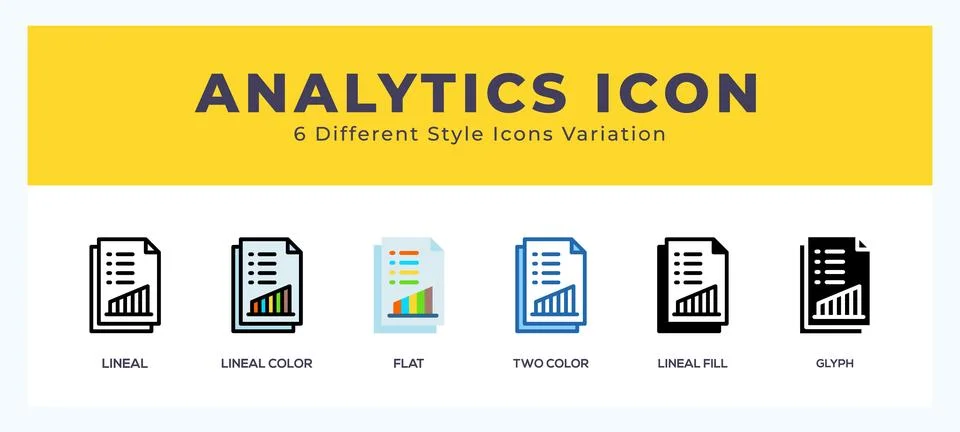Analytics icon set with different styles. Vector illustration. Illustrazione stock