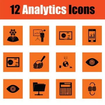 Analytics icon set Illustrazione stock