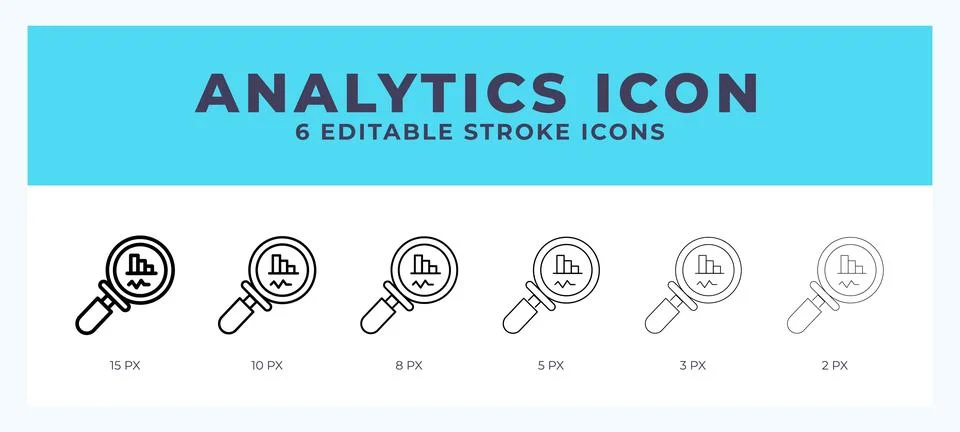 Analytics icon symbol. Isolated. Vector illustration with editable stroke. 스톡 일러스트