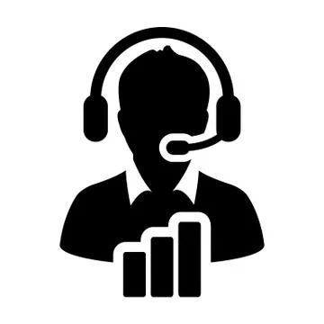 Analytics icon vector male customer data support person profile avatar with h Illustrazione stock