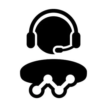Analytics icon vector male customer data support person profile avatar headphone Stock Illustration