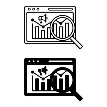 Analytics Icons. Black and White Vector Illustration. Application, Chart, M.. 스톡 일러스트