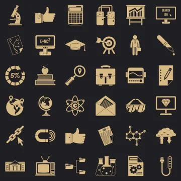 Analytics icons set, simple style 스톡 일러스트