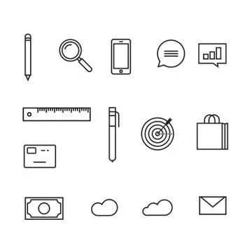 Analytics icons vector, sketch line outline style icon Stock Illustration