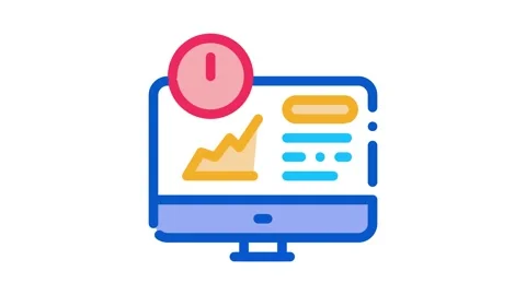 Analytics infographic on computer screen Icon Animation Stock Footage 145264519
