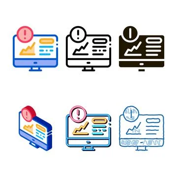 Analytics infographic on computer screen styles icon vector outline 库存插图