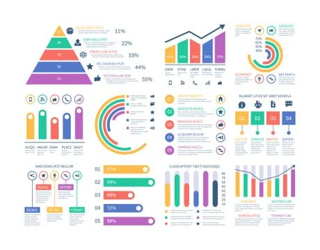 Analytics infographics elements. Data graphic, marketing chart diagram. Budget Stock Illustration