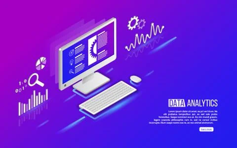 Analytics information on Computer. Stock Illustration