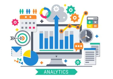 Analytics  information tools Stock Illustration